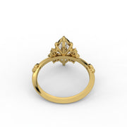 1.55tcw Marquise Solitaire & Round Halo Lab Grown Diamond Side Accents With Crown Style Setting Engagement Ring | IGI Certified |