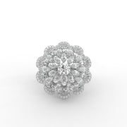 3.30tcw Round And Pear Lab Grown Diamond Floral Cluster Cocktail Engagement Ring | IGI Certified |