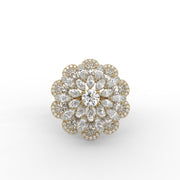 3.30tcw Round And Pear Lab Grown Diamond Floral Cluster Cocktail Engagement Ring | IGI Certified |