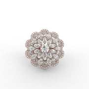 3.30tcw Round And Pear Lab Grown Diamond Floral Cluster Cocktail Engagement Ring | IGI Certified |