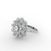 3.30tcw Round And Pear Lab Grown Diamond Floral Cluster Cocktail Engagement Ring | IGI Certified |