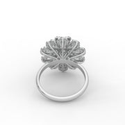 3.30tcw Round And Pear Lab Grown Diamond Floral Cluster Cocktail Engagement Ring | IGI Certified |