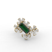 3.20tcw Green Baguette And Pear Lab Grown Diamond Floral Cluster Engagement Ring | IGI Certified