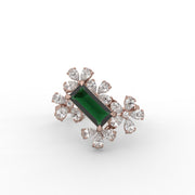3.20tcw Green Baguette And Pear Lab Grown Diamond Floral Cluster Engagement Ring | IGI Certified