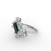 3.20tcw Green Baguette And Pear Lab Grown Diamond Floral Cluster Engagement Ring | IGI Certified