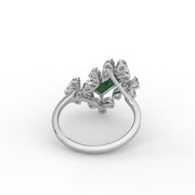 3.20tcw Green Baguette And Pear Lab Grown Diamond Floral Cluster Engagement Ring | IGI Certified