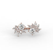 5.70tcw Cushion And Pear Lab Grown Diamond Open Bypass Floral Engagement Ring | IGI Certified |