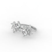 5.70tcw Cushion And Pear Lab Grown Diamond Open Bypass Floral Engagement Ring | IGI Certified |