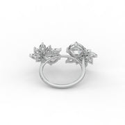 5.70tcw Cushion And Pear Lab Grown Diamond Open Bypass Floral Engagement Ring | IGI Certified |