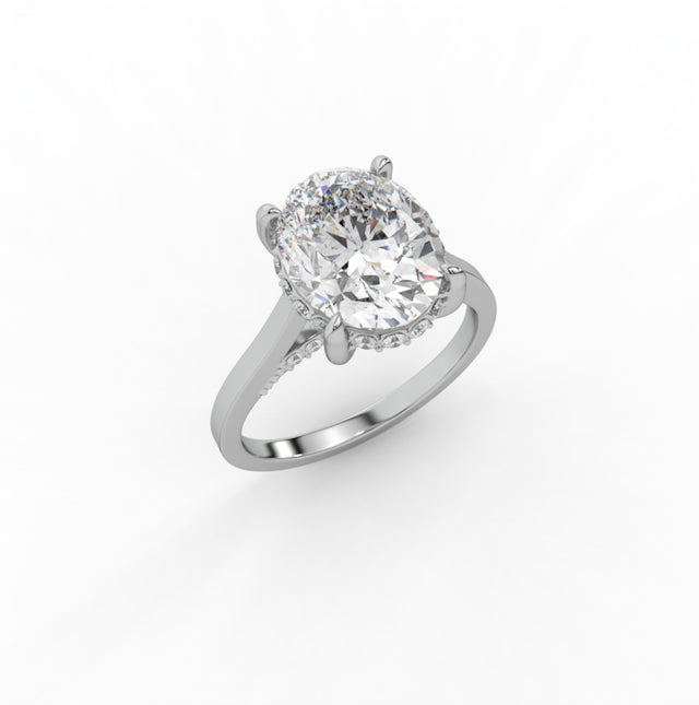 2.75tct Oval Lab Diamond with Hidden Halo Engagement Ring | IGI Certified | Custom Gold |