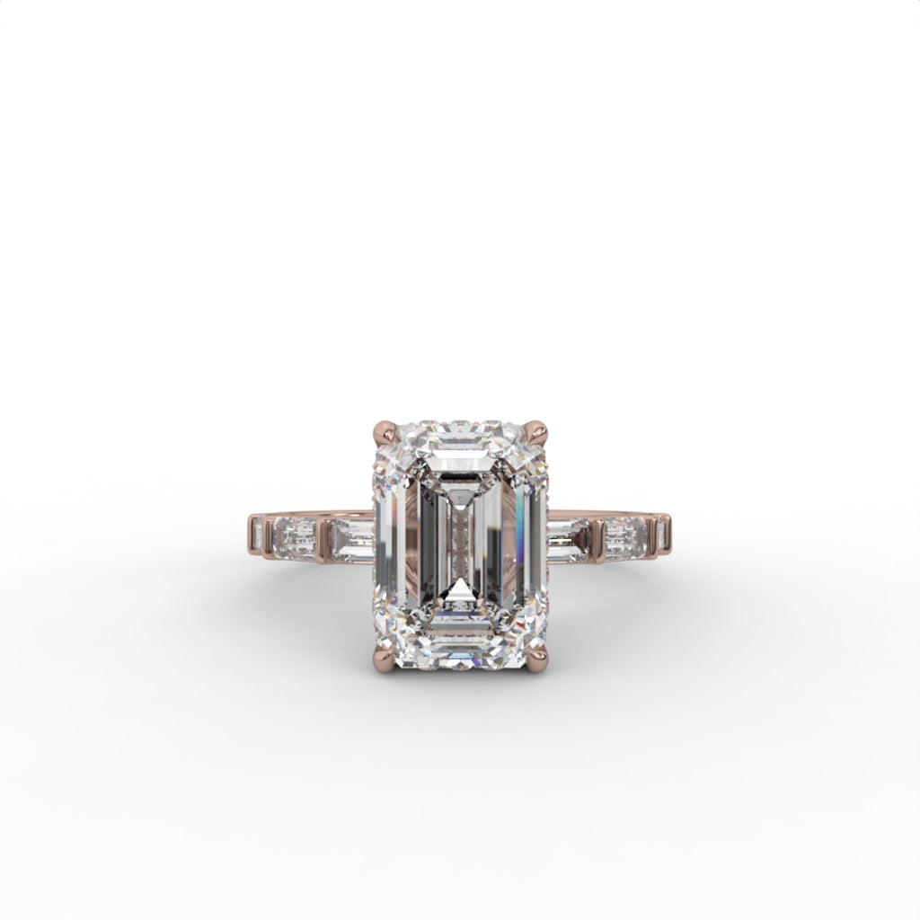 3.76ct Emerald Diamond Pave With Hidden Halo Set Engagement Ring | IGI Certified | Custom Gold