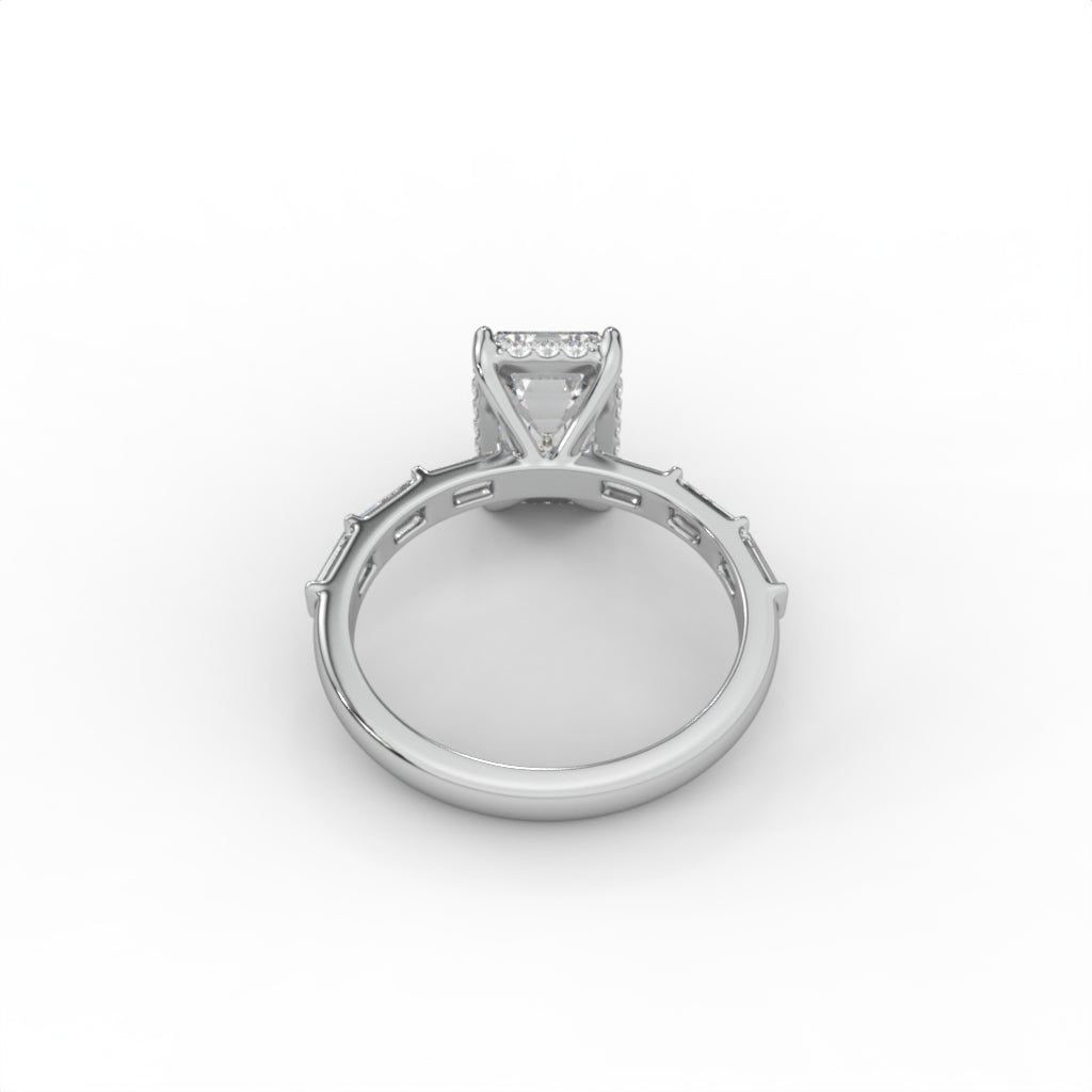 3.76ct Emerald Diamond Pave With Hidden Halo Set Engagement Ring | IGI Certified | Custom Gold