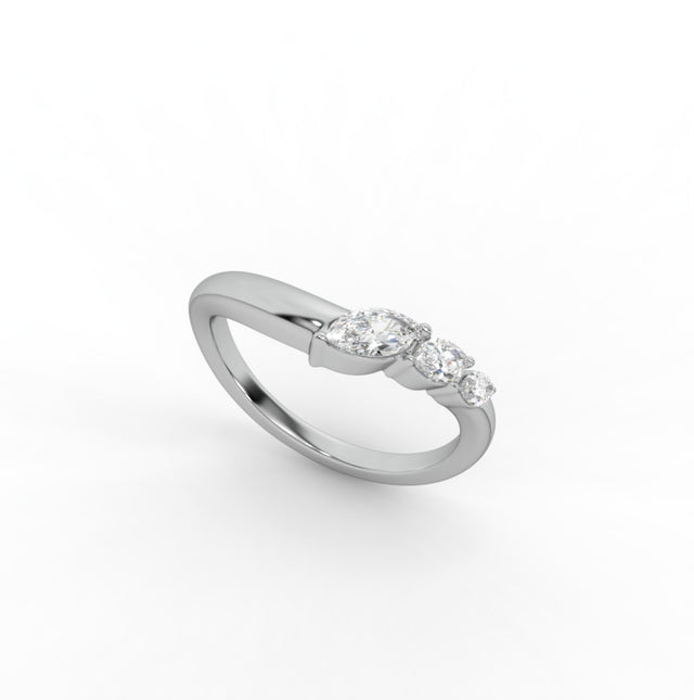 0.50tct Marquise Lab Diamond 3 Stone Engagement Ring | IGI Certified | Custom Gold |