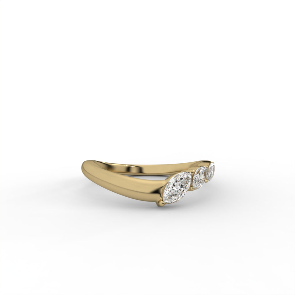 0.50tct Marquise Lab Diamond 3 Stone Engagement Ring | IGI Certified | Custom Gold |