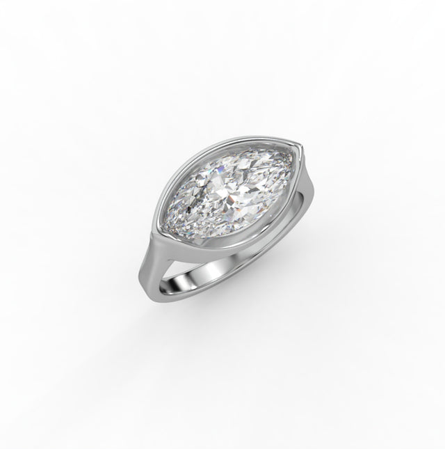 2.00ct Marquise Lab Grown Diamond Half Bezel Engagement Ring | IGI Certified | Custom Gold |