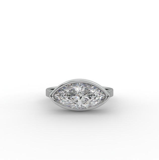 2.00ct Marquise Lab Grown Diamond Half Bezel Engagement Ring | IGI Certified | Custom Gold |