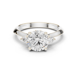 1.46tcw Round Lab Grown Diamond Royal Side Stone Engagement Ring | IGI Certified | Ethical & Custom