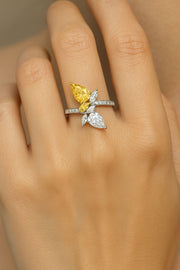 2.63tcw Pear Lab Grown Diamond  Toi et Moi Engagement Ring |  Pave Setting | IGI Certified