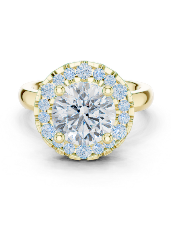1.69tcw Round Lab Grown Diamond Halo Engagement Ring | | IGI Certified D-E-F, VVS-VS Clarity.