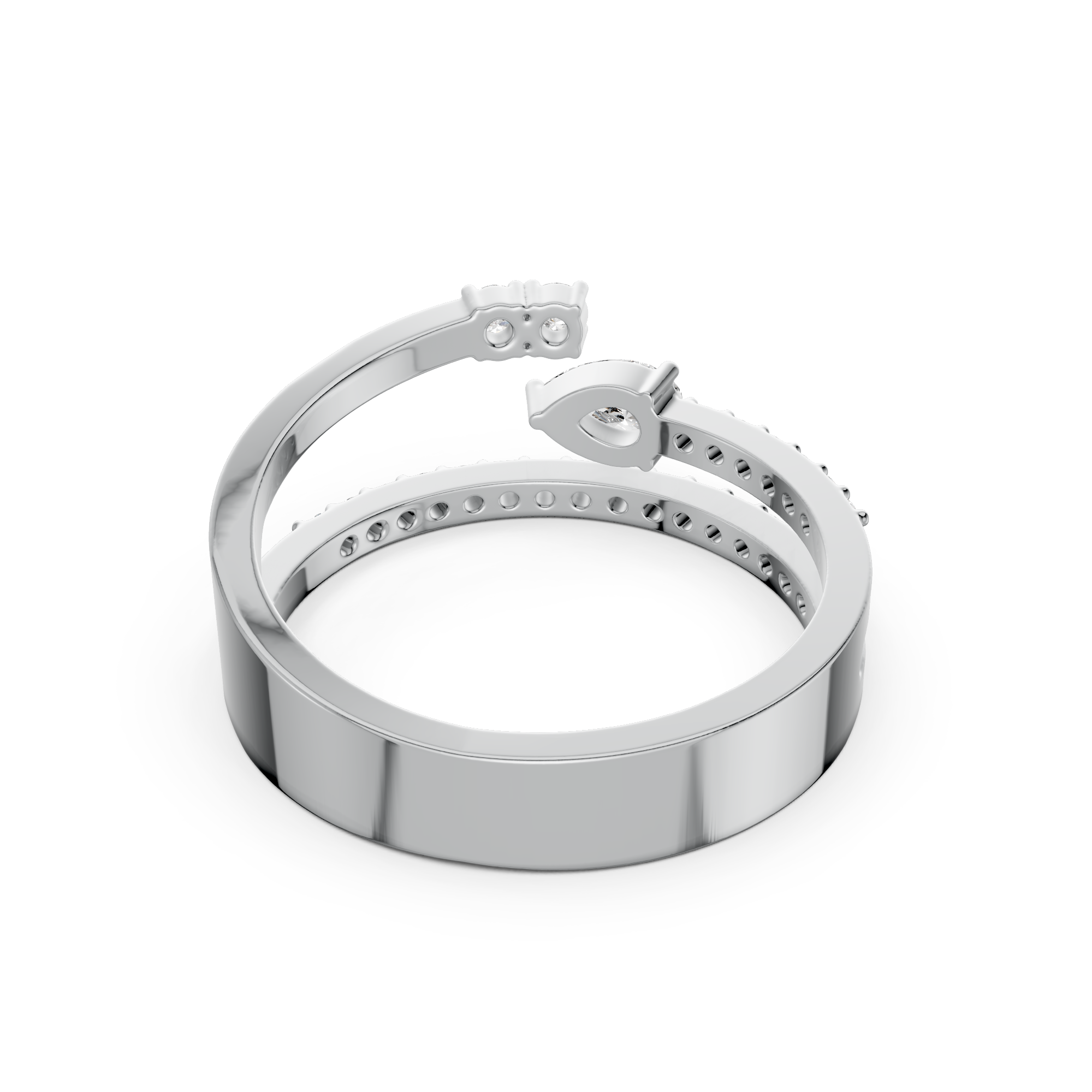 Pear and Round Lab Grown Diamond East-West Setting Engagement Ring | IGI Certified |
