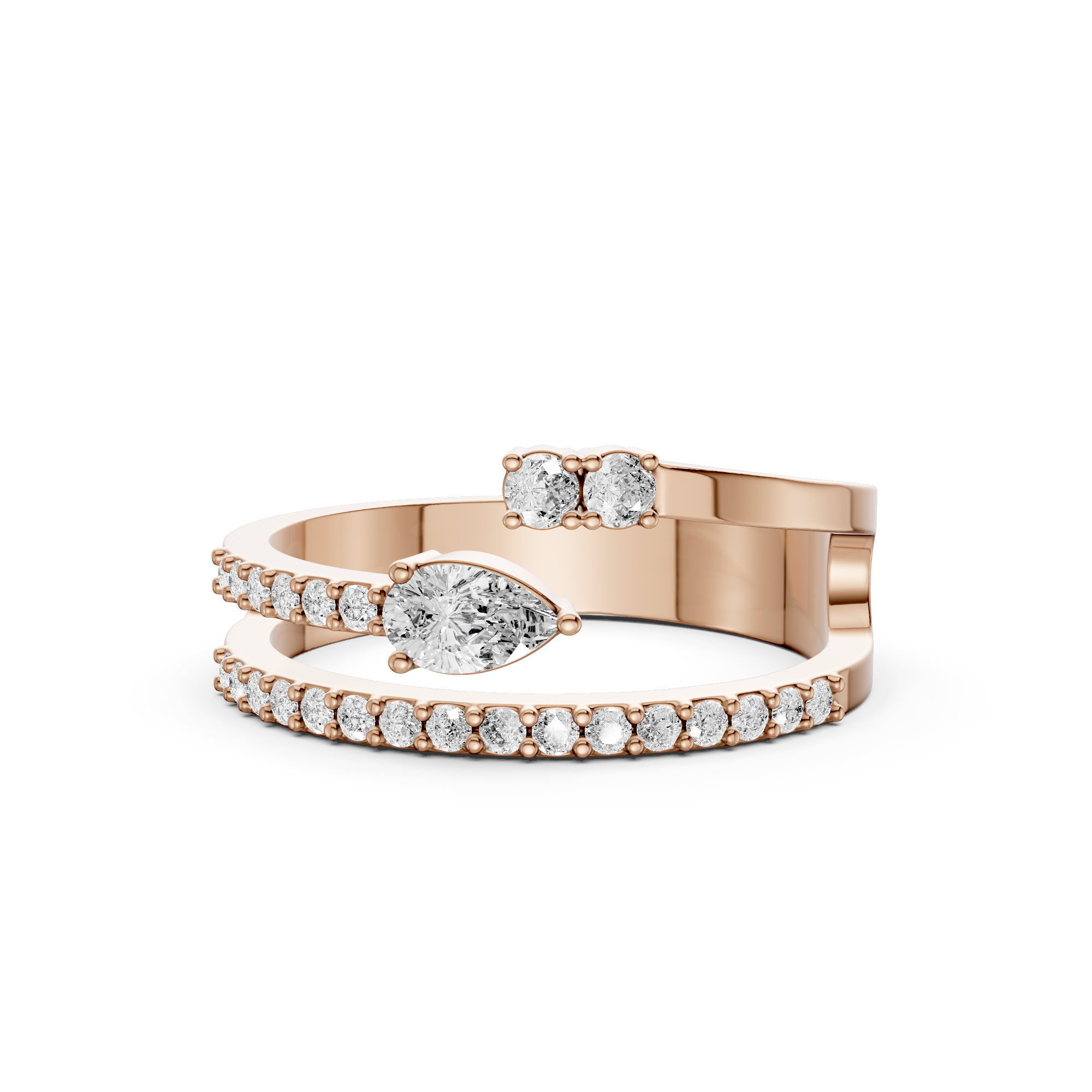 Pear and Round Lab Grown Diamond East-West Setting Engagement Ring | IGI Certified |