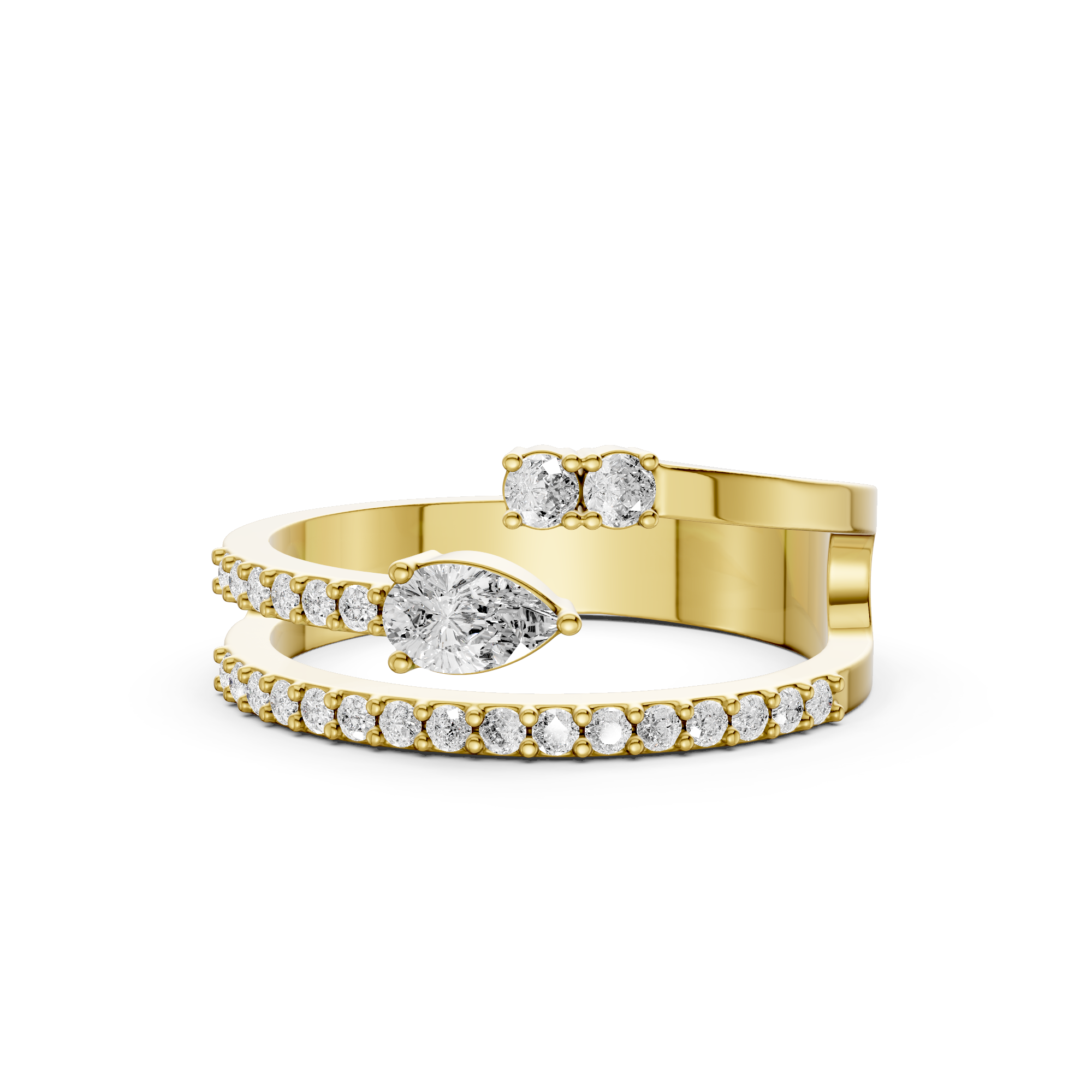 Pear and Round Lab Grown Diamond East-West Setting Engagement Ring | IGI Certified |