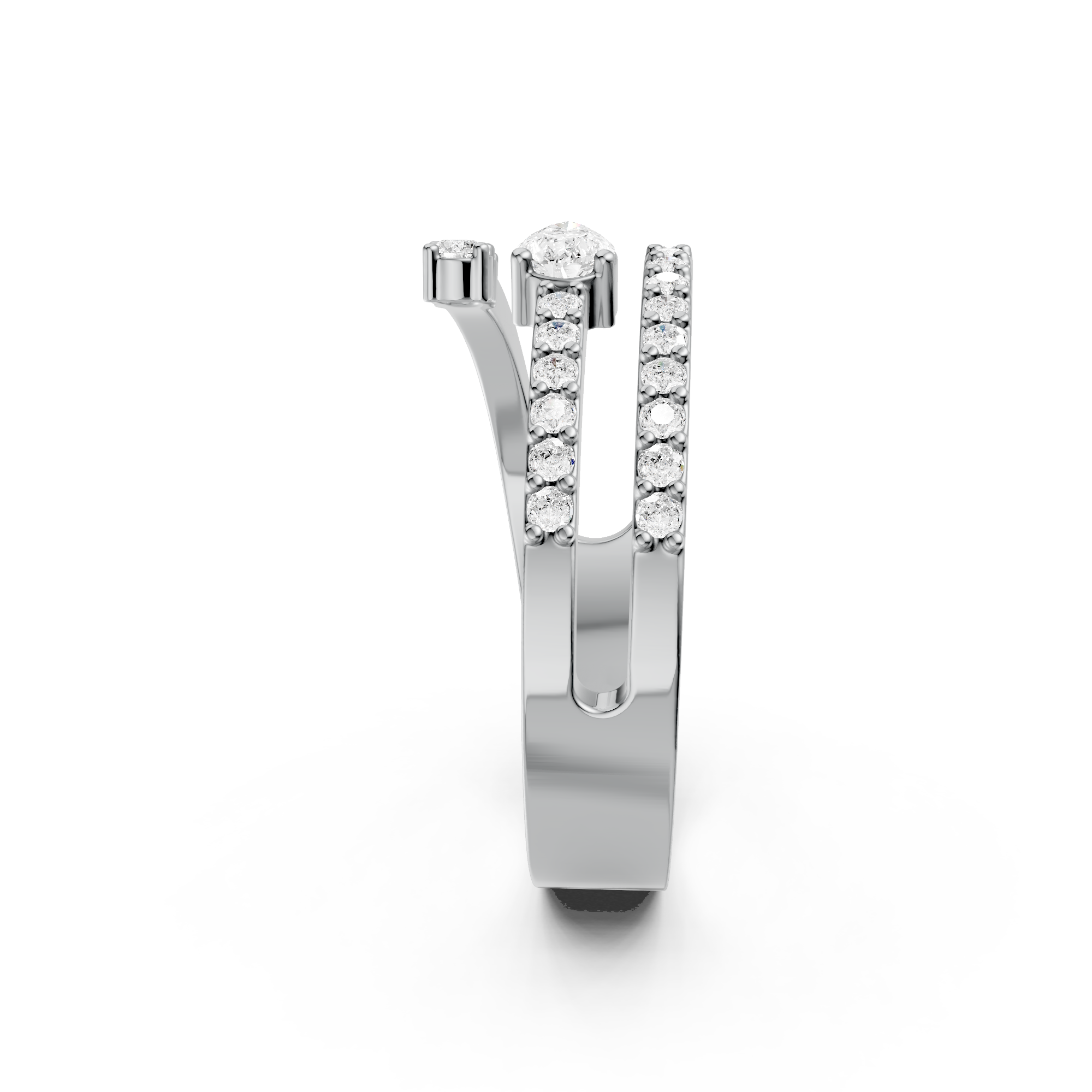 Pear and Round Lab Grown Diamond East-West Setting Engagement Ring | IGI Certified |