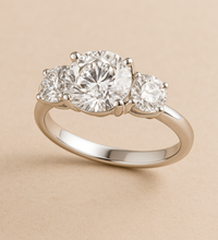 Round 3.50tcw Lab Diamond Three Stone Engagement Ring | IGI Certified D-E-F VVS-VS