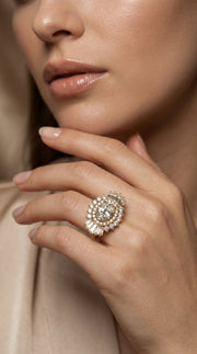 2.44tcw Ovel Lab Grown Diamond cluster surrounded by Halo design Engagement Ring  | IGI Certified |2.44tcw Ovel Lab Grown Diamond cluster surrounded by Halo design Engagement Ring  | IGI Certified |