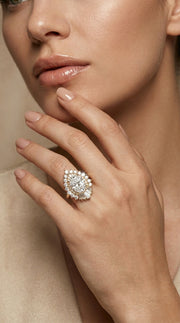 2.33tcw Pear Lab Grown Diamond cluster surrounded by Halo design Engagement Ring  | IGI Certified |