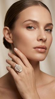 2.44tcw Ovel Lab Grown Diamond cluster surrounded by Halo design Engagement Ring  | IGI Certified |2.44tcw Ovel Lab Grown Diamond cluster surrounded by Halo design Engagement Ring  | IGI Certified |