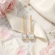 Emerald Lab Grown Diamond  Heavenly Single Drop Earrings, EF Color, VS Clarity, IGI Certified