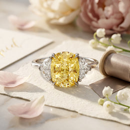 4.09tcw Yellow OVAL Lab Grown Diamond with Cadillac cut Solitaire  Wedding Ring   | IGI Certified