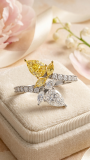 2.63tcw Pear Lab Grown Diamond  Toi et Moi Engagement Ring |  Pave Setting | IGI Certified