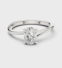 1.00tcw Oval Lab Grown Diamond Engagement Ring | 4 Claw Cathedral | IGI Certified