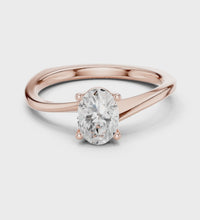 1.00tcw Oval Lab Grown Diamond Engagement Ring | 4 Claw Cathedral | IGI Certified