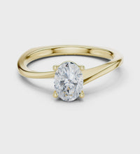 1.00tcw Oval Lab Grown Diamond Engagement Ring | 4 Claw Cathedral | IGI Certified