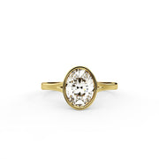 Oval Moissanite Bezel Set Ring , 1 CT Oval Colourless Moissanite Engagement Ring , Engagement  Ring