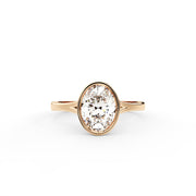 Oval Moissanite Bezel Set Ring , 1 CT Oval Colourless Moissanite Engagement Ring , Engagement  Ring
