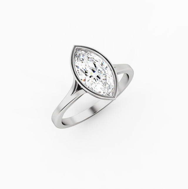 1ct Marquise Lab Diamond Cathedral Bezel Engagement Ring | IGI Certified | D-E-F VVS–VS | Custom Gold