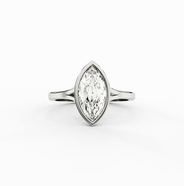 1ct Marquise Lab Diamond Cathedral Bezel Engagement Ring | IGI Certified | D-E-F VVS–VS | Custom Gold