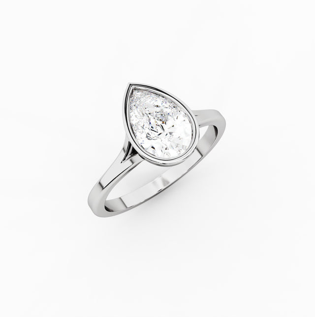 1ct Pear Lab Diamond Cathedral Bezel Engagement Ring | IGI Certified | D-E-F VVS–VS | Custom Gold