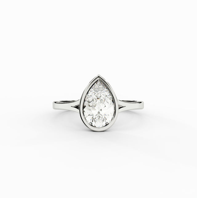 1ct Pear Lab Diamond Cathedral Bezel Engagement Ring | IGI Certified | D-E-F VVS–VS | Custom Gold