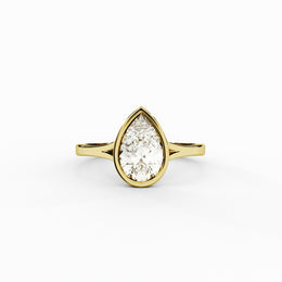 1.00CT Pear Moissanite Diamond Engagement Ring,  Bezel Diamond Ring ,Solitaire Bridal Gift Ring, Propose Ring for Her.