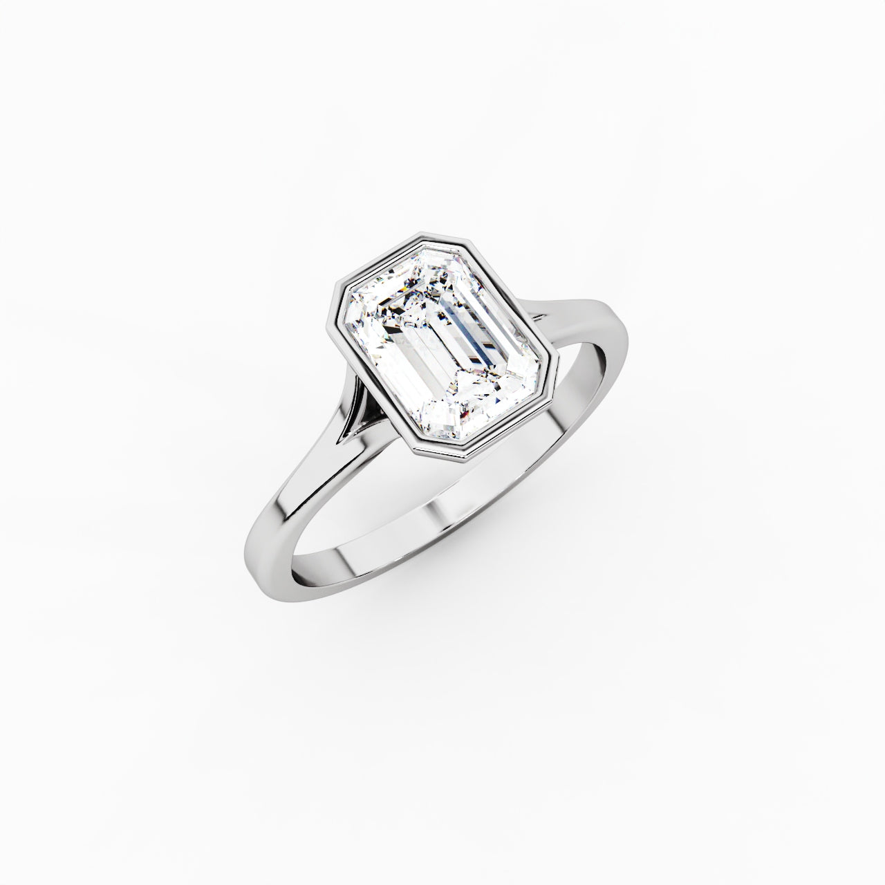 1ct Emerald Lab Diamond Cathedral Bezel Engagement Ring | IGI Certified | D-E-F VVS–VS | Custom Gold