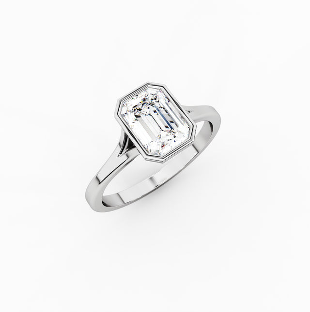 1ct Emerald Lab Diamond Cathedral Bezel Engagement Ring | IGI Certified | D-E-F VVS–VS | Custom Gold