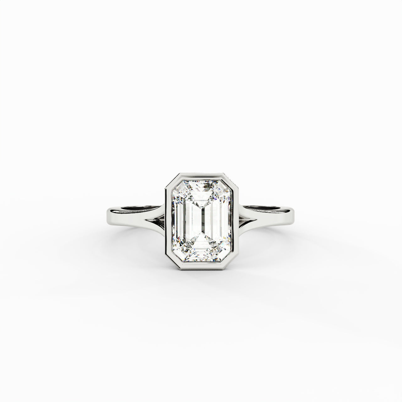 1ct Emerald Lab Diamond Cathedral Bezel Engagement Ring | IGI Certified | D-E-F VVS–VS | Custom Gold