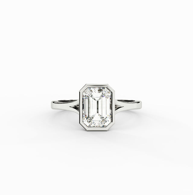 1ct Emerald Lab Diamond Cathedral Bezel Engagement Ring | IGI Certified | D-E-F VVS–VS | Custom Gold