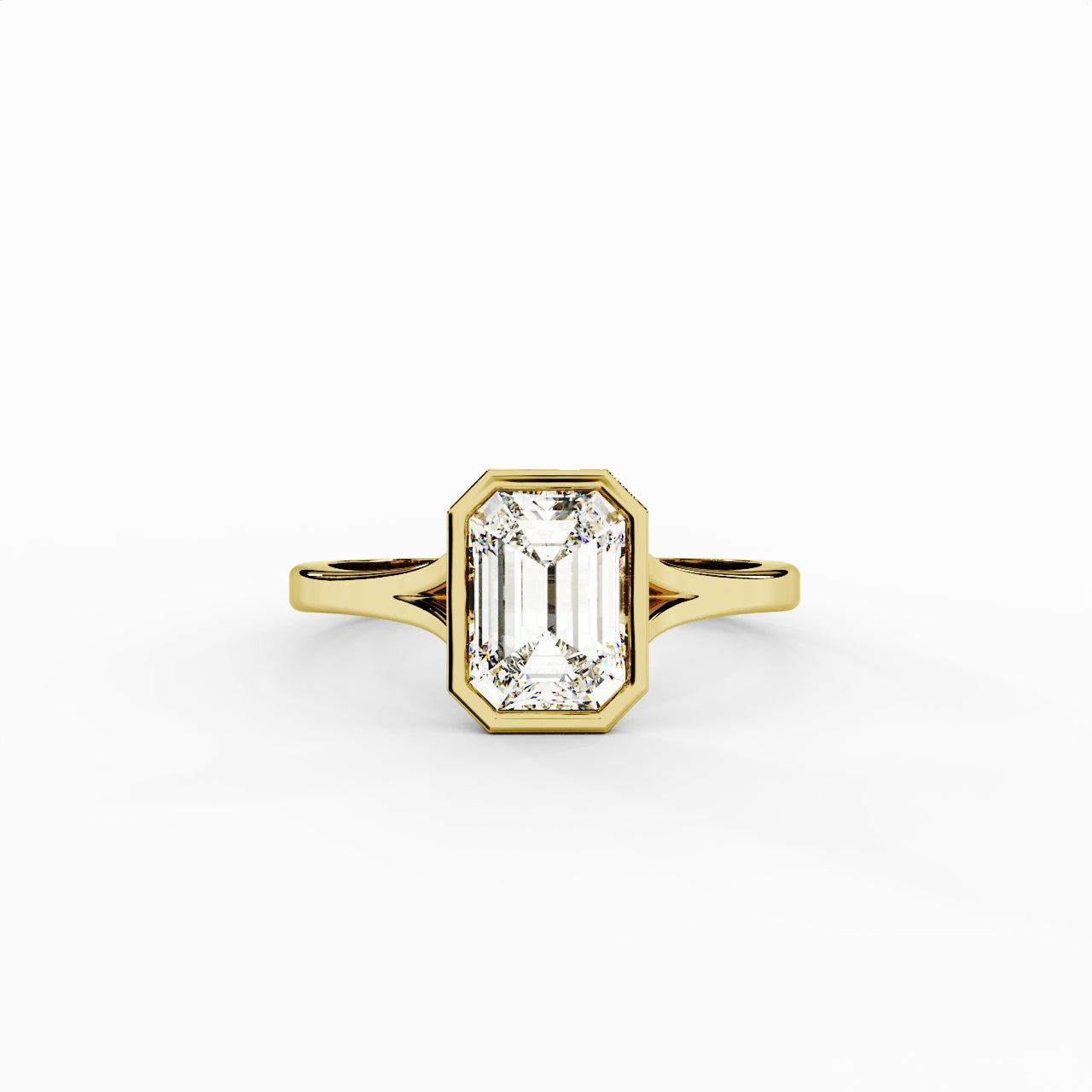 1ct Emerald Lab Diamond Cathedral Bezel Engagement Ring | IGI Certified | D-E-F VVS–VS | Custom Gold