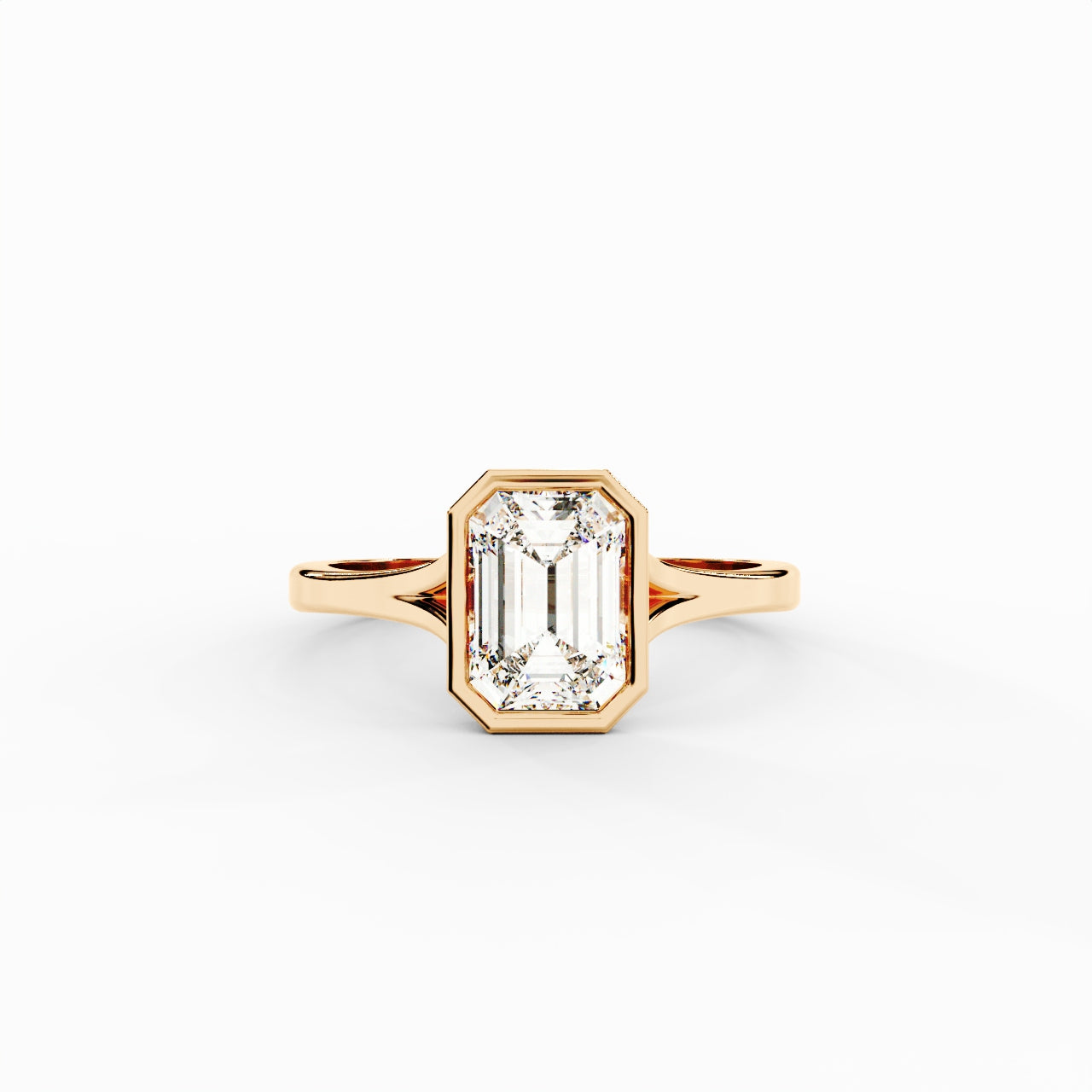 1ct Emerald Lab Diamond Cathedral Bezel Engagement Ring | IGI Certified | D-E-F VVS–VS | Custom Gold